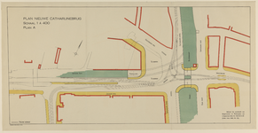 217418 Situatie van de nieuwe Catharijnebrug over de Stadsbuitengracht te Utrecht, met aanwijzingen voor de aan te ...